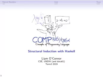 Structural Induction with Haskell  Liam OConnor  CSE, UNSW (and data61)  Term3 2019  1  Natural