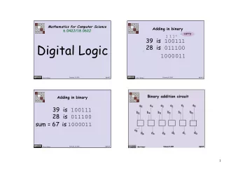 Digital Logic 28 is 011100  10  0  0  0  1  1  February 13, 2015  digital.1  February 13, 2015
