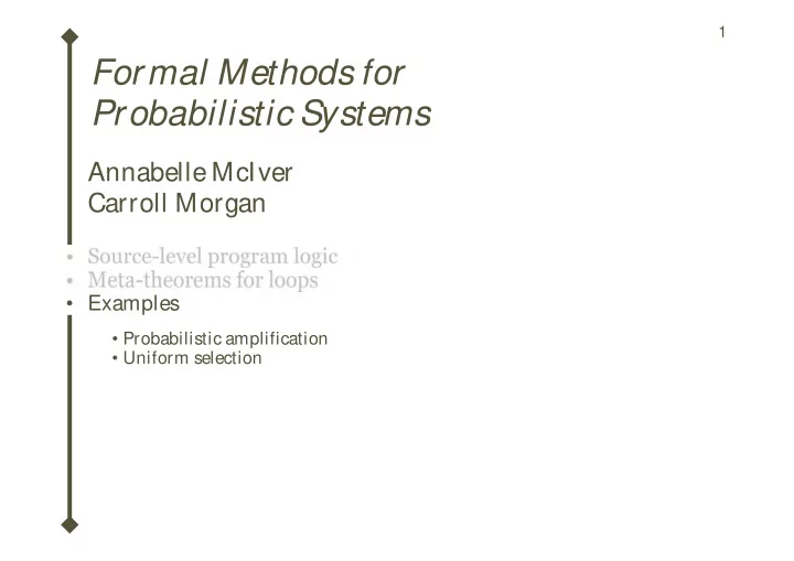 formal methods for probabilistic systems