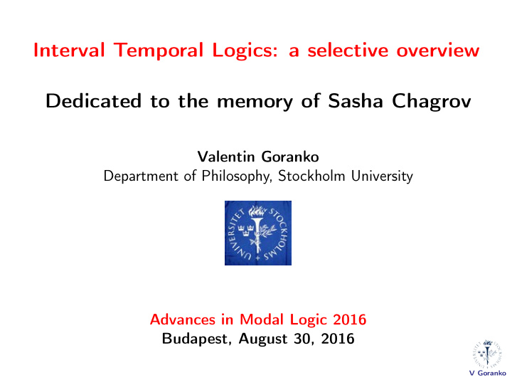 interval temporal logics a selective overview dedicated