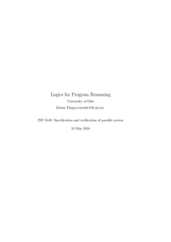 logics for program reasoning
