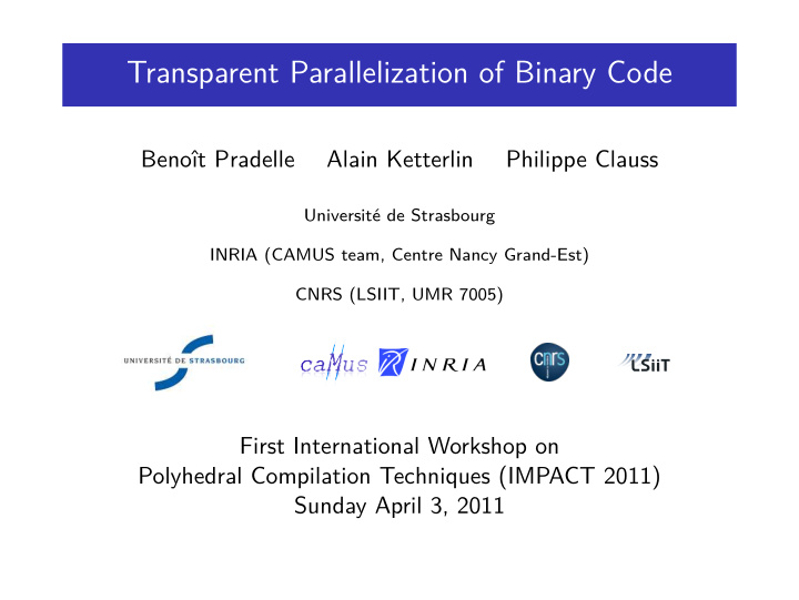 transparent parallelization of binary code