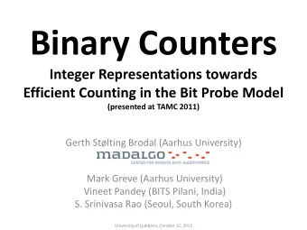 Binary Counters  Integer Representations towards  Efficient Counting in the Bit Probe Model