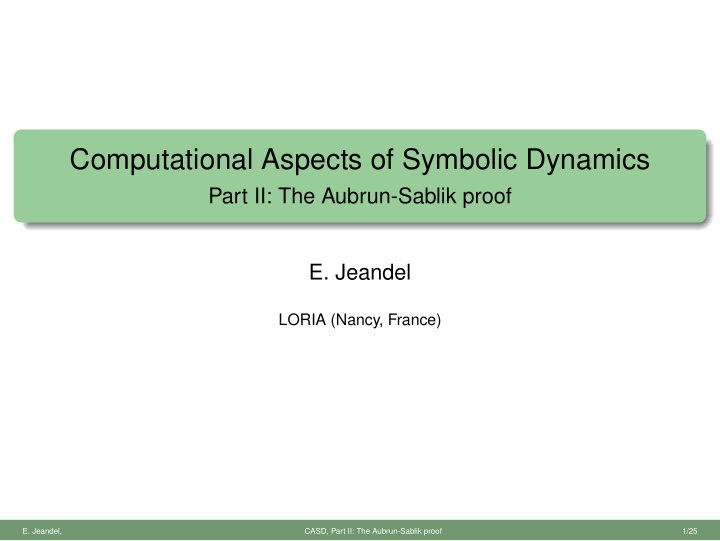 computational aspects of symbolic dynamics