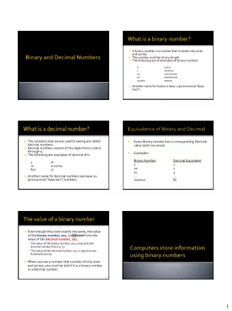 1  All information that is processed by computers is converted  in one way or another into a