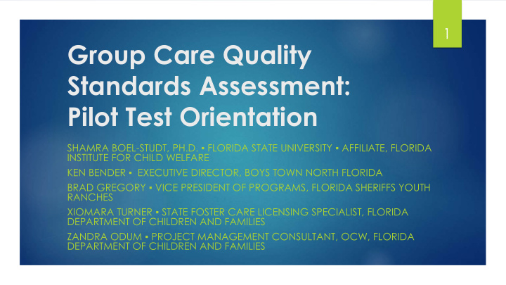 group care quality standards assessment