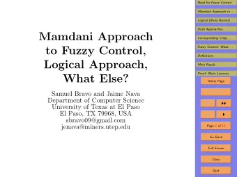 Mamdani Approach  Corresponding Crisp . . .  to Fuzzy Control,  Fuzzy Control: What . . .