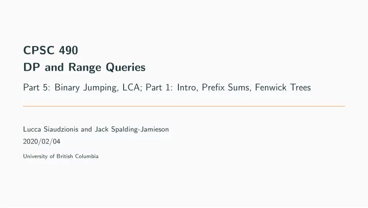 cpsc 490 dp and range queries