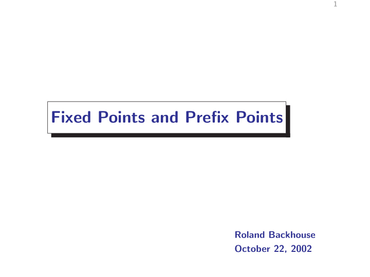 fixed points and prefix points