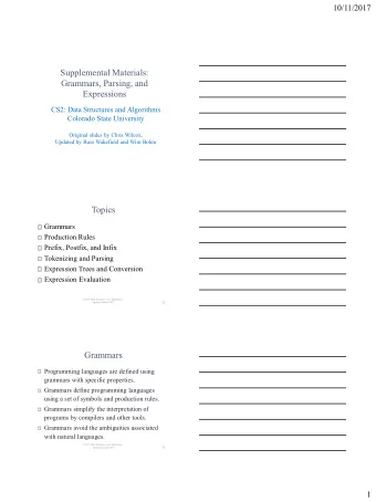 Expressions  CS2: Data Structures and Algorithms  Colorado State University  Original slides by