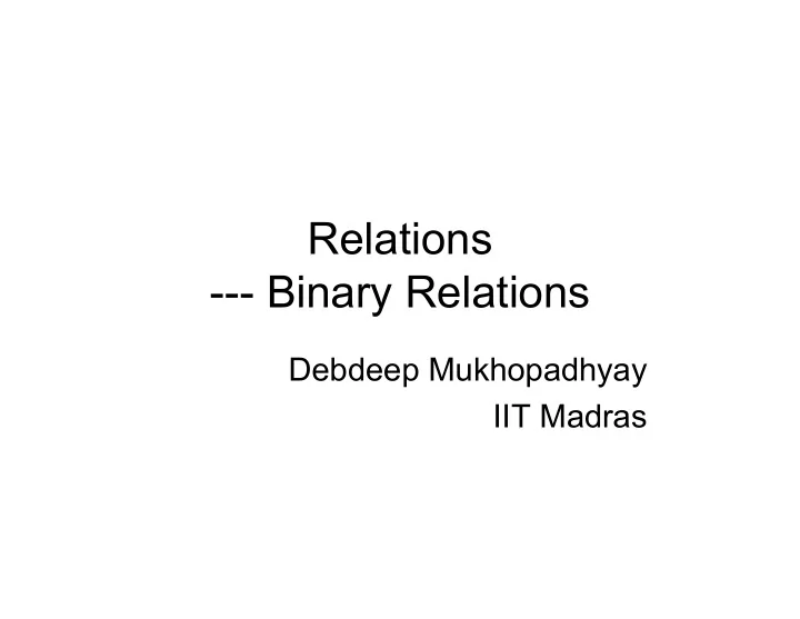 relations binary relations