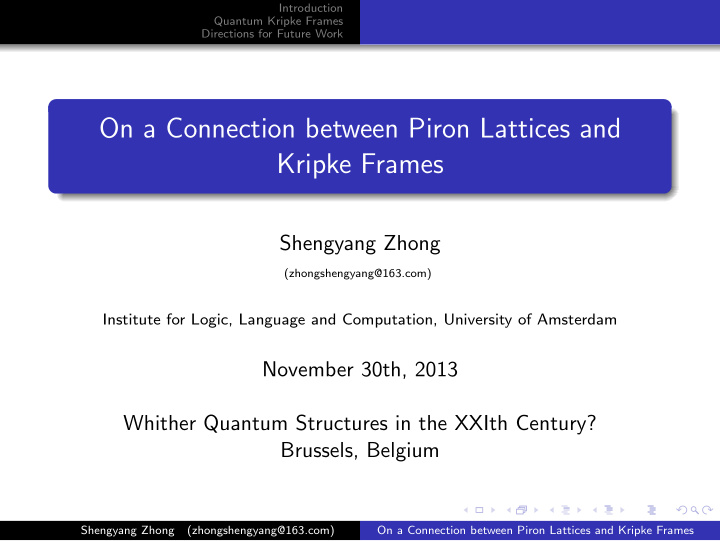 on a connection between piron lattices and kripke frames