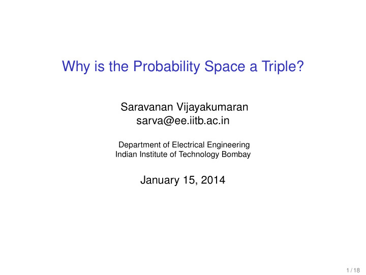 why is the probability space a triple