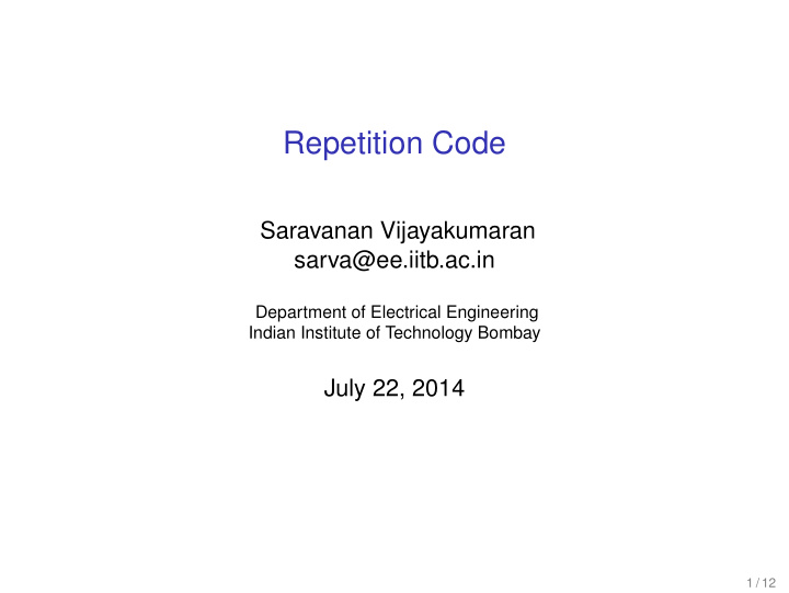 repetition code