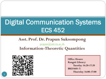 Di  Digi  gital  tal Co  Comm  mmuni  unication  cation Sy  Syst  stem  ems  ECS 452  EC  Asst.