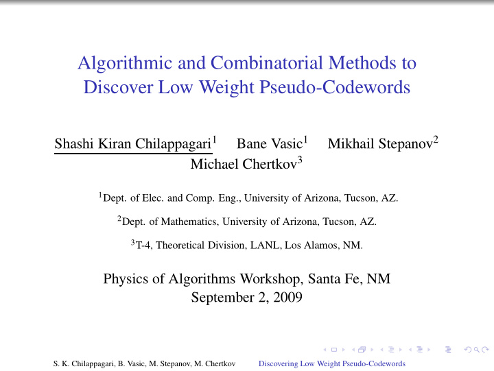 algorithmic and combinatorial methods to discover low