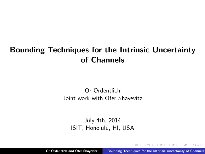 bounding techniques for the intrinsic uncertainty of