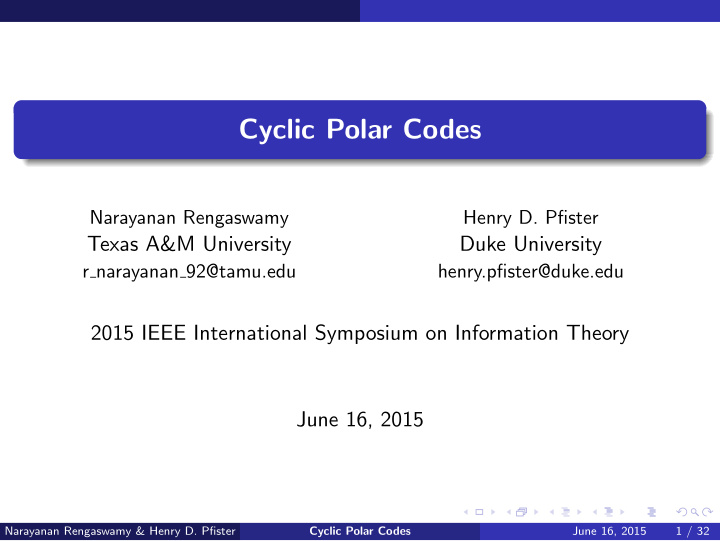cyclic polar codes