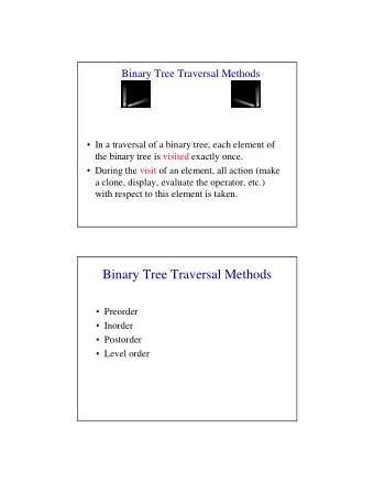 Binary Tree Traversal Methods   Preorder   Inorder   Postorder   Level order  Preorder