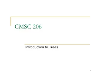 CMSC 206  Introduction to Trees  1  Tree ADT n Tree definition q A tree is a set of nodes