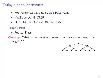 Todays announcements:  PA1 review Oct 2, 18:15-20:15 ICCS X050  HW2 due Oct 4, 23:59