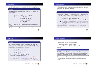 Expressions  -equivalence  Start by defining possible expressions, whether meaningful or not.