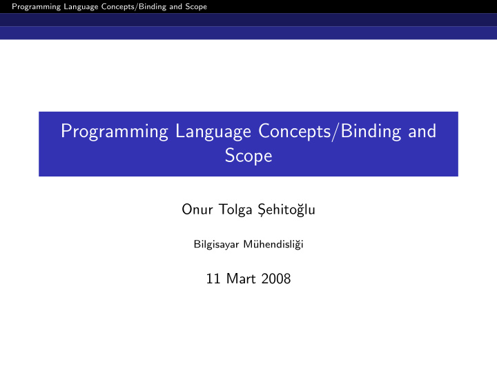 programming language concepts binding and scope