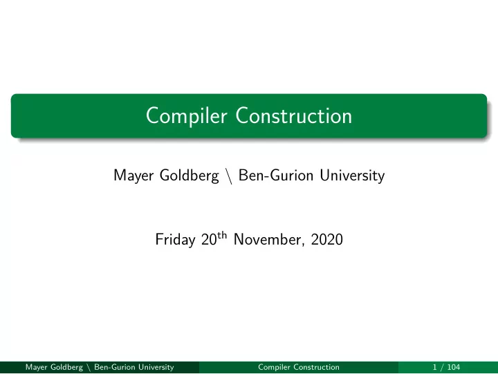 compiler construction