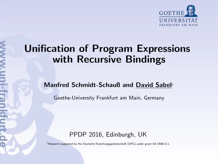 unification of program expressions with recursive bindings
