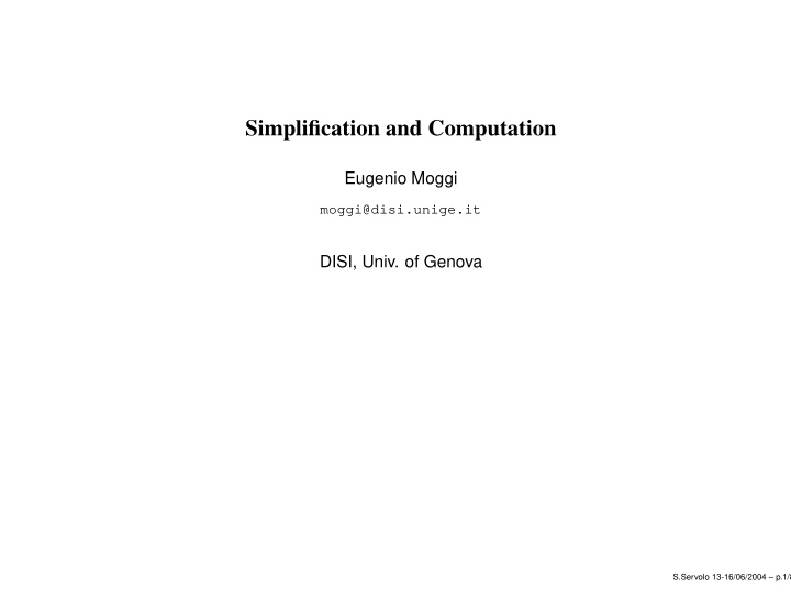 simplification and computation