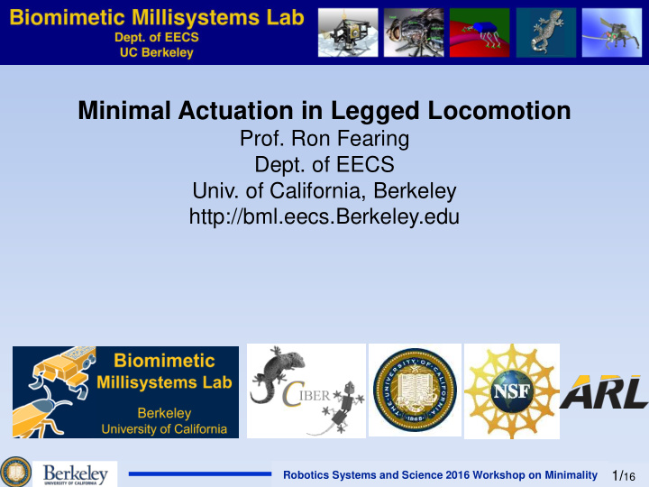 minimal actuation in legged locomotion