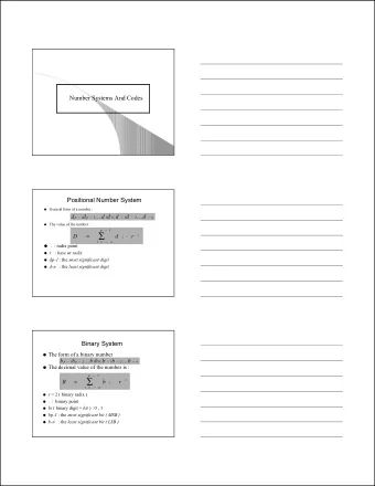 i  D  =  d    r  i  =    i  n  .  : radix point  r : base or radix  dp-1 : the