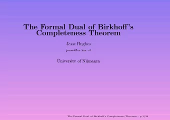 The Formal Dual of Birkhoffs  Completeness Theorem  Jesse Hughes  jesseh@cs.kun.nl  University
