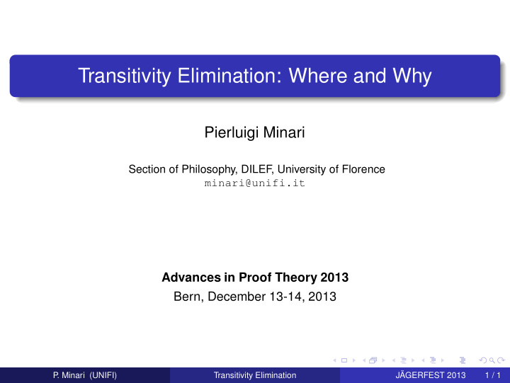 transitivity elimination where and why