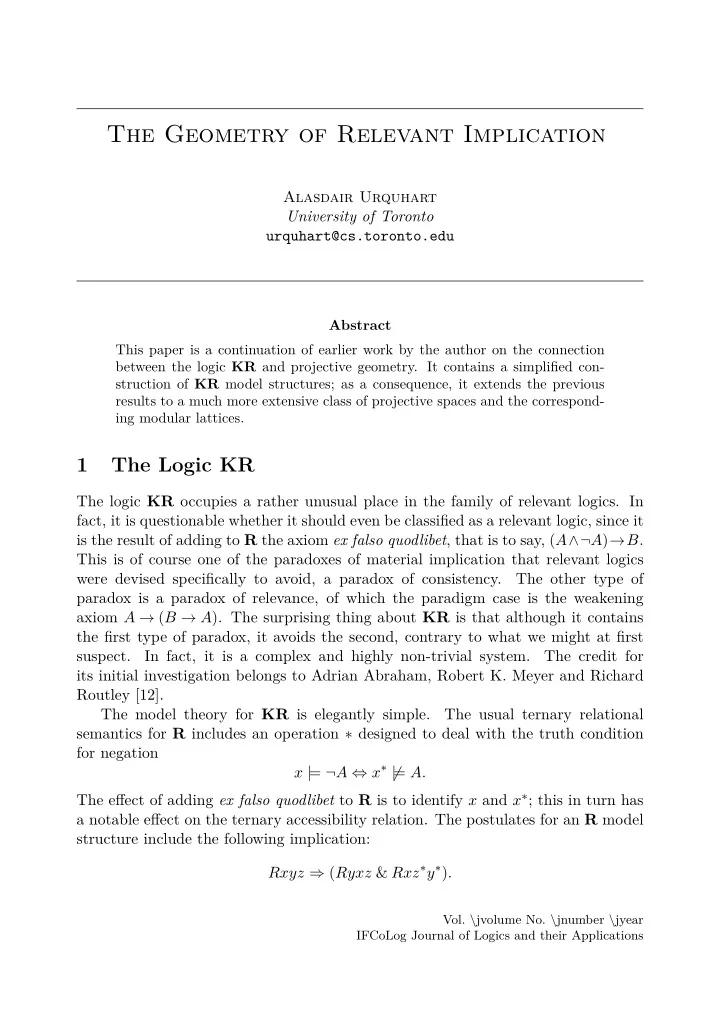 the geometry of relevant implication
