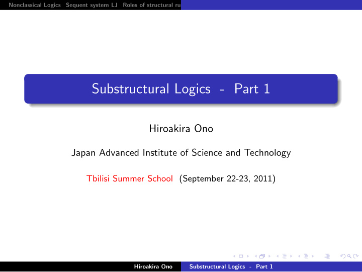 substructural logics part 1