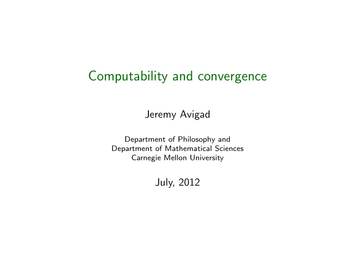 computability and convergence