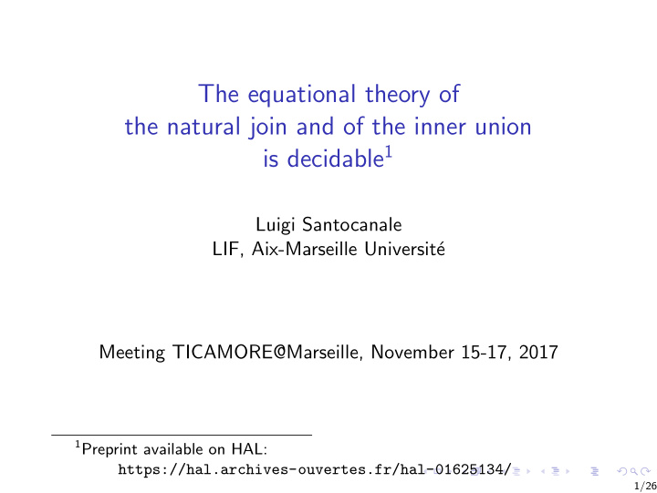 the equational theory of the natural join and of the