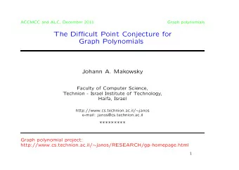 The Difficult Point Conjecture for  Graph Polynomials  Johann A. Makowsky  Faculty of Computer