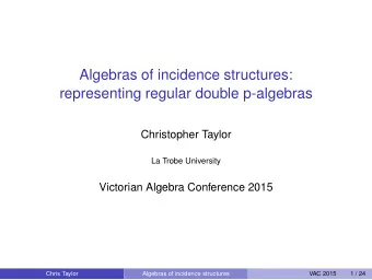 Algebras of incidence structures:  representing regular double p-algebras  Christopher Taylor  La