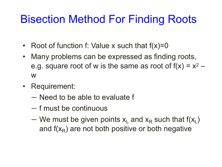 bisection method for finding roots