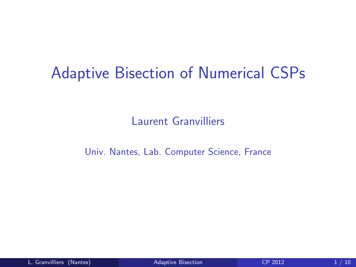 adaptive bisection of numerical csps