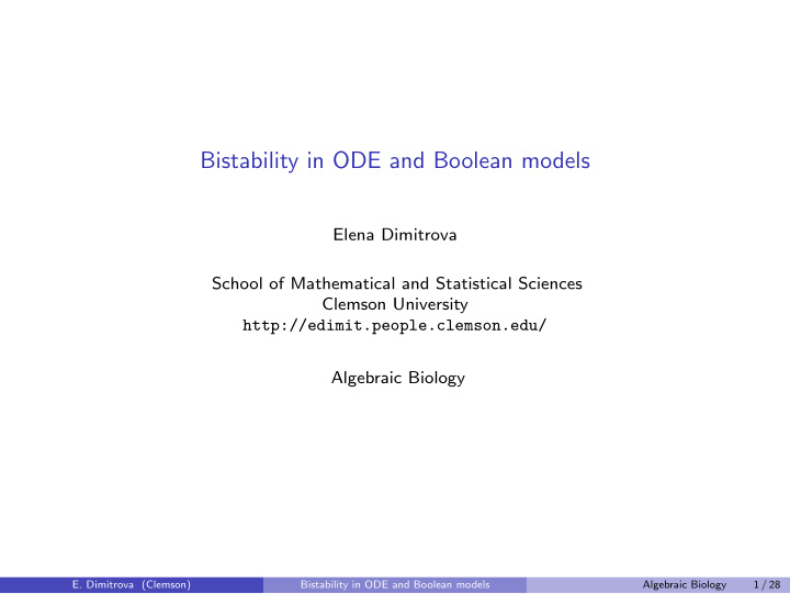bistability in ode and boolean models