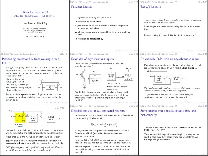 previous lecture today s lecture slides for lecture 33