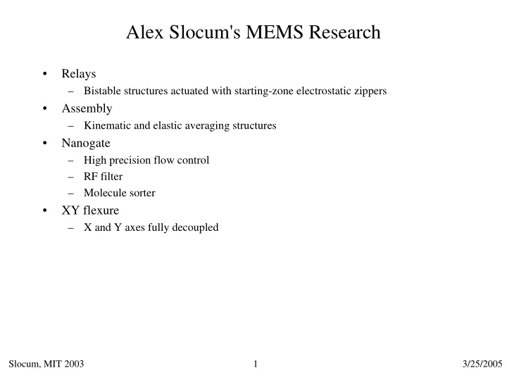alex slocum s mems research
