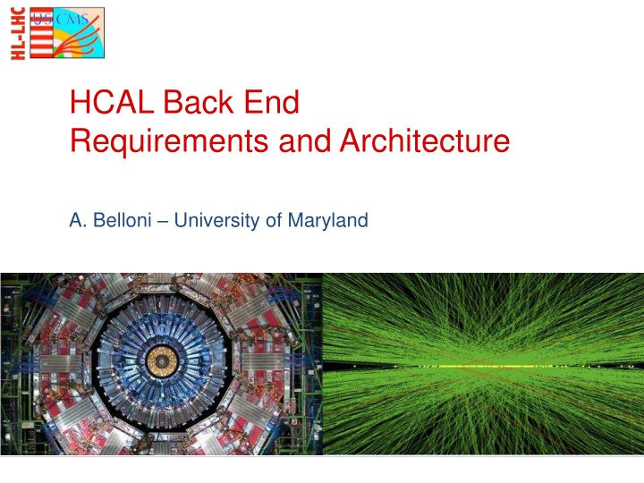 hcal back end requirements and architecture