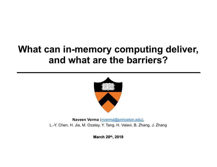what can in memory computing deliver and what are the