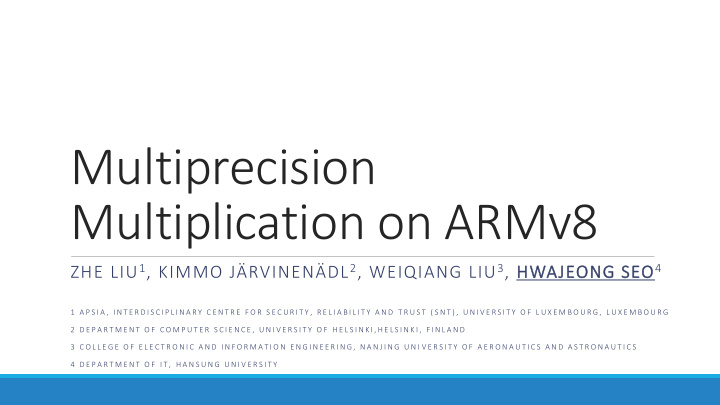 multiprecision multiplication on armv8