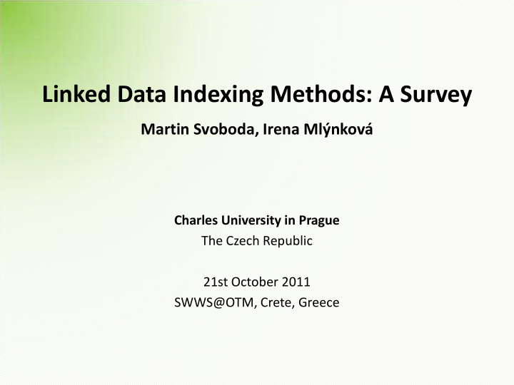 linked data indexing methods a survey