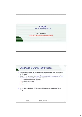 Information Systems M  Prof. Paolo Ciaccia